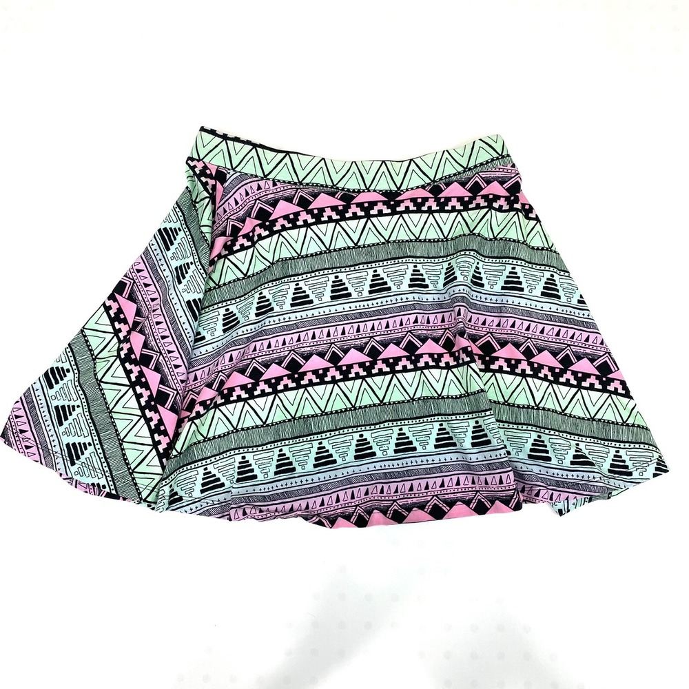 Pink Victoria's Secret Mini Skirt Women Medium Pink Teal‎ Aztec Cotton Blend